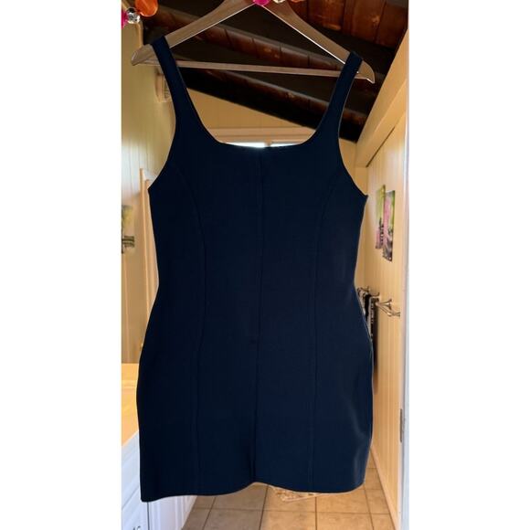 Aritzia Babaton Sculpt Knit Ribbed Mini Dress Size Large In Monarch Teal Bodycon - Picture 1 of 11